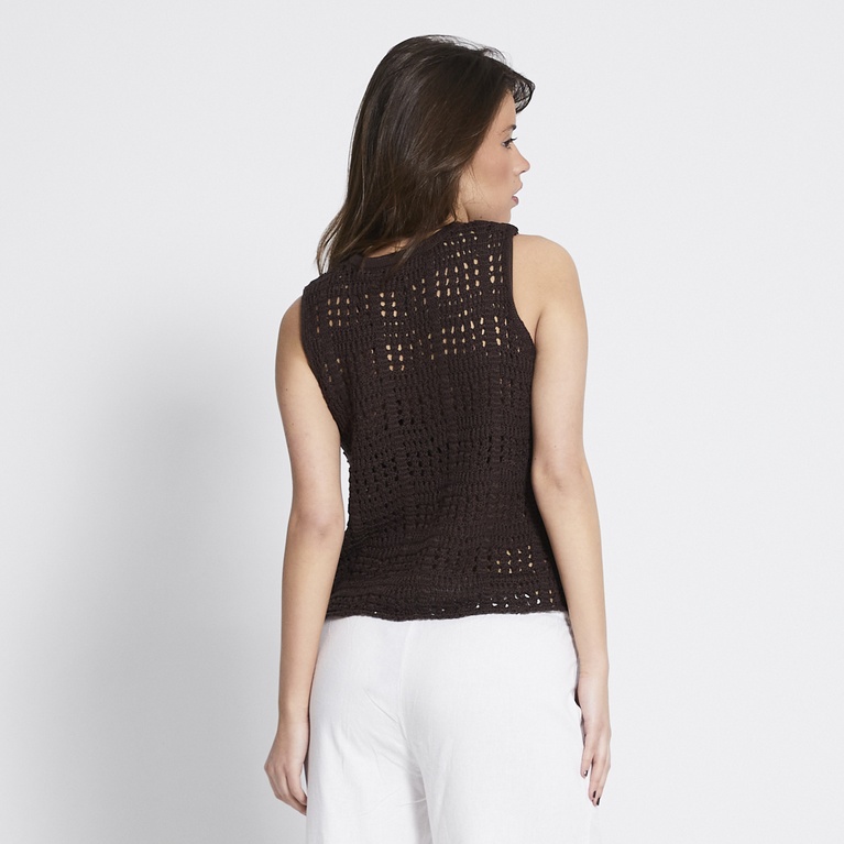 Crochet knit top "Mila" Brown